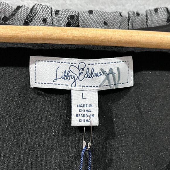 Libby Edelman Mini Black Shift Lace Dress L Cold Shoulder Mesh NWT - Picture 5 of 8